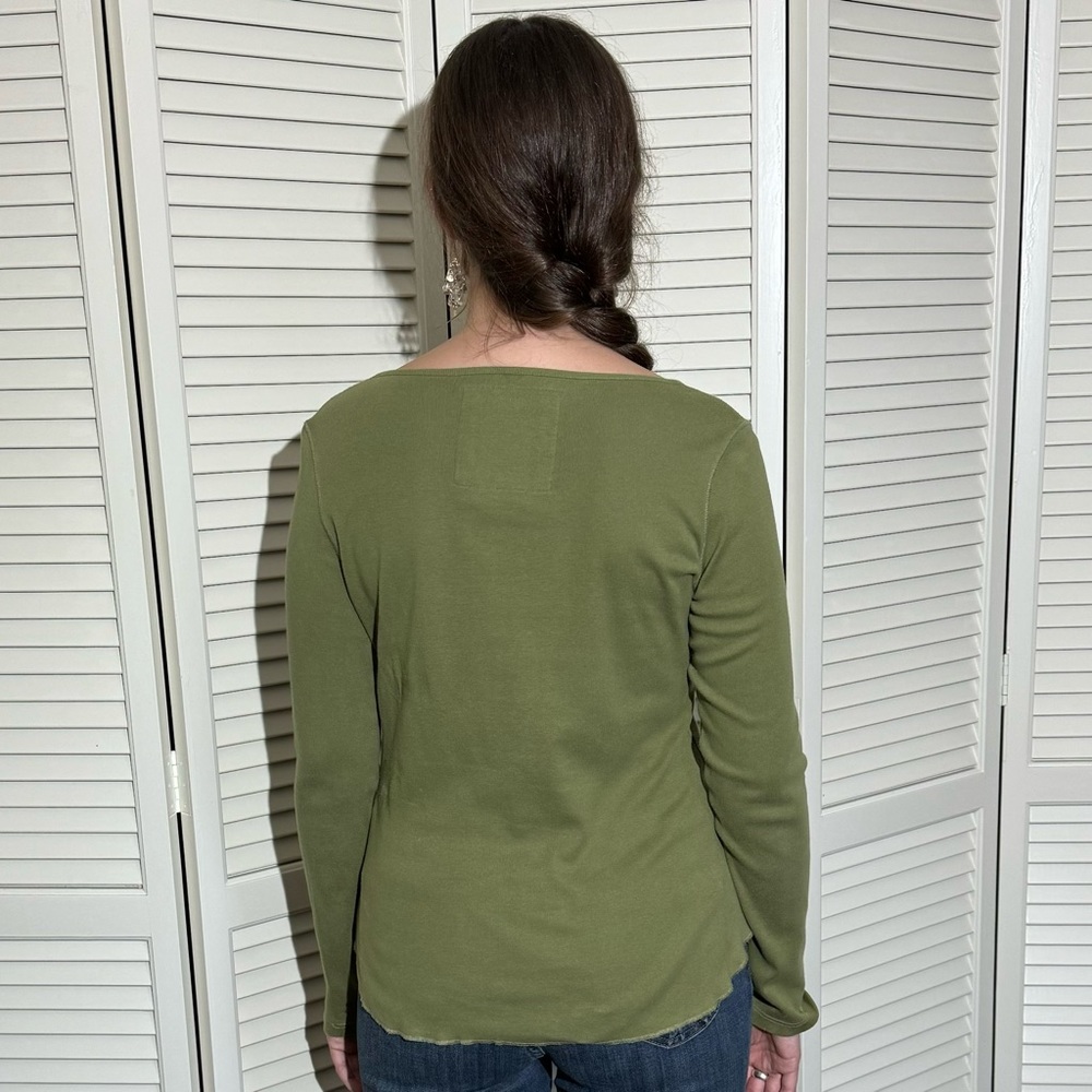 Women’s Top - Olive Green V-Neck with Sequins by For Joseph Fortune - Size M - Picture 4 of 16